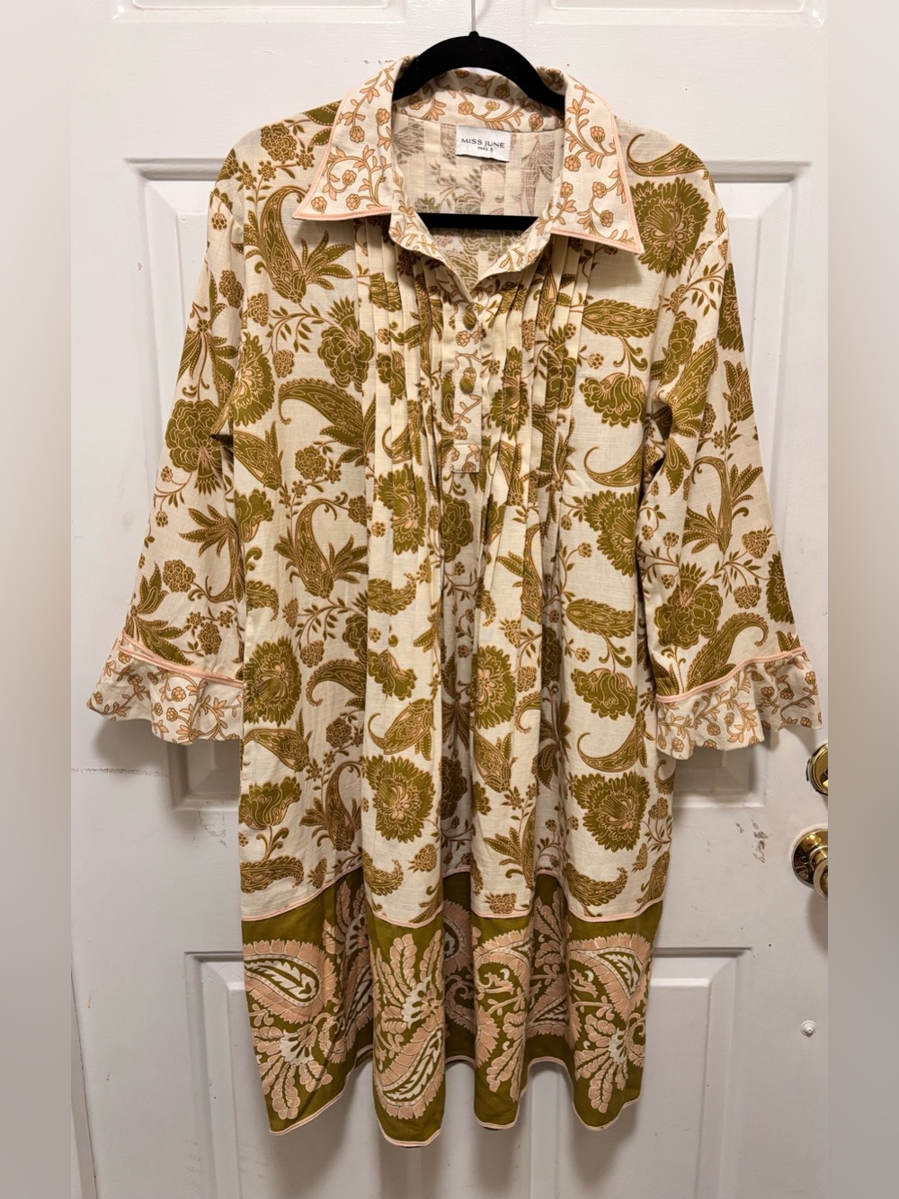 Miss June Bohemia Floral Pintuck Tunic Dress  M